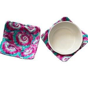 Hand Crafted Colorful Tie Dye Microwave Bowl Cozies Fabric 100% Cotton